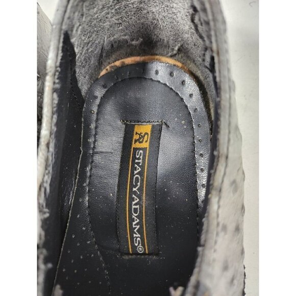 Stacy Adams Mens Roselli Oxford Shoes Size 9M Gray Textured Leather Lace Up - Picture 4 of 12